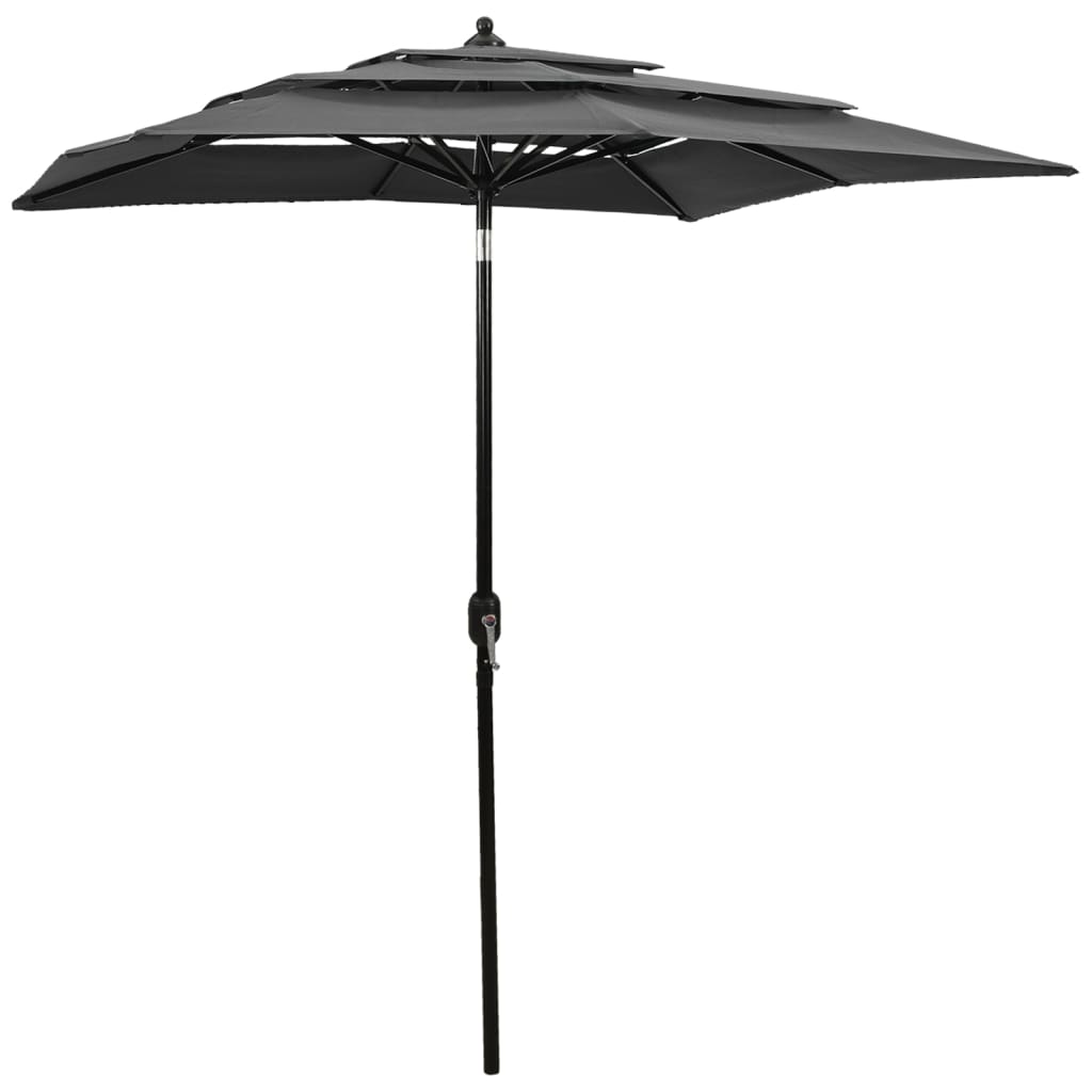 vidaXL 3-Tier Garden Parasol with Aluminium Pole Anthracite 2x2 m