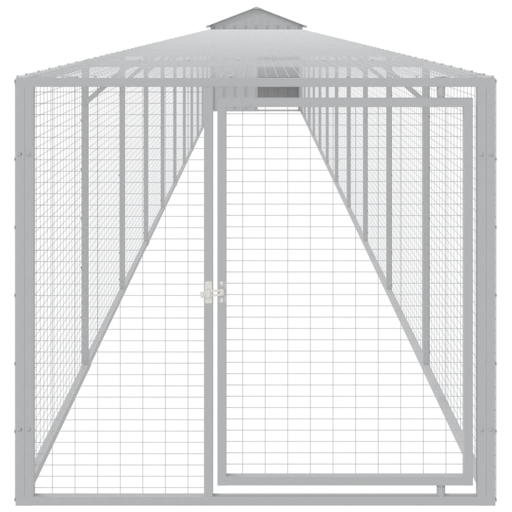 vidaXL Chicken Cage with Run Light Grey 117x1221x123 cm Galvanised Steel