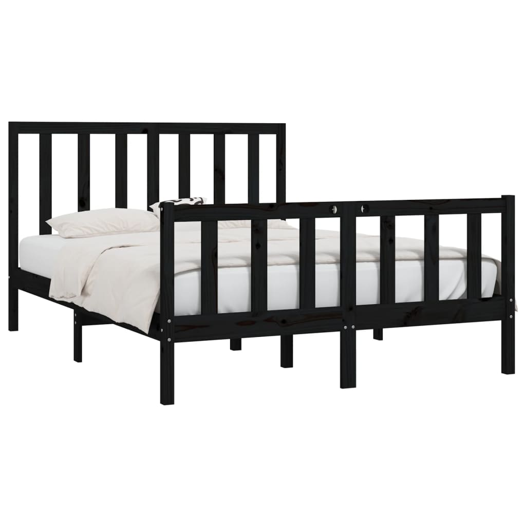 vidaXL Bed Frame without Mattress Black 160x200 cm Solid Wood