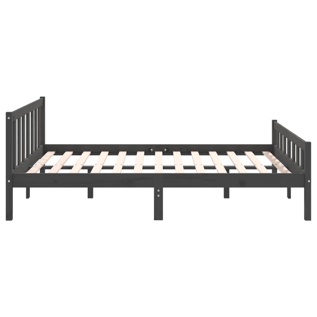 vidaXL Bed Frame without Mattress Grey Solid Wood Double