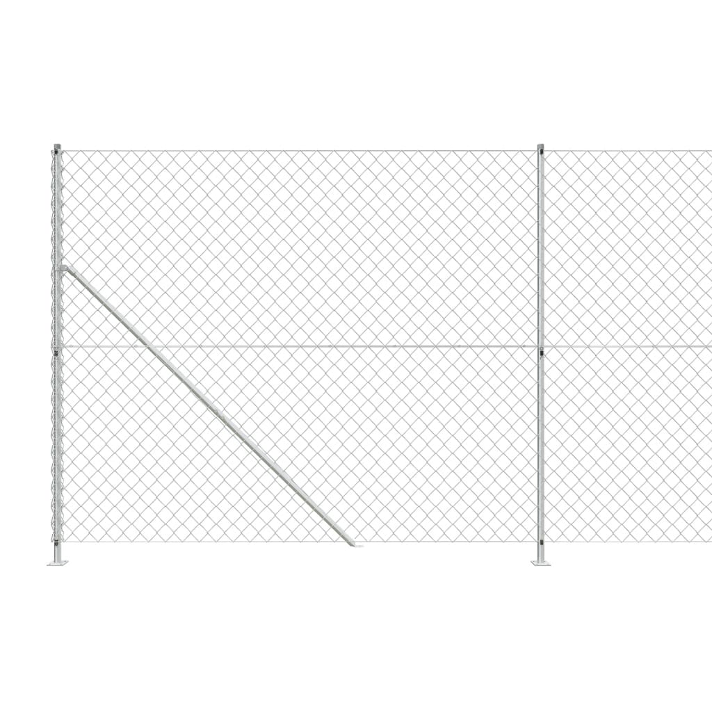 vidaXL Chain Link Fence with Flange Silver 1.4x25 m