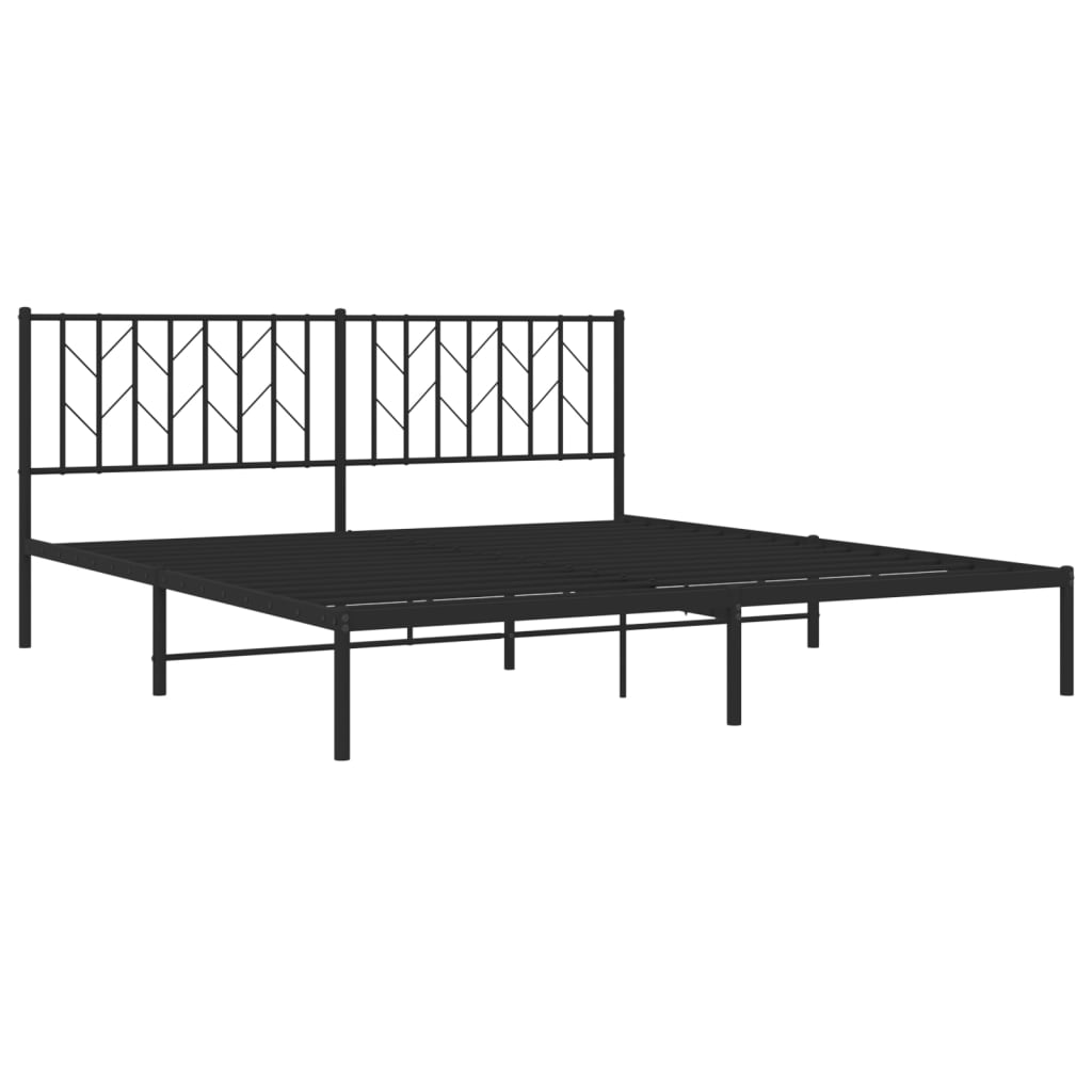 vidaXL Metal Bed Frame without Mattress with Headboard Black 183x213 cm