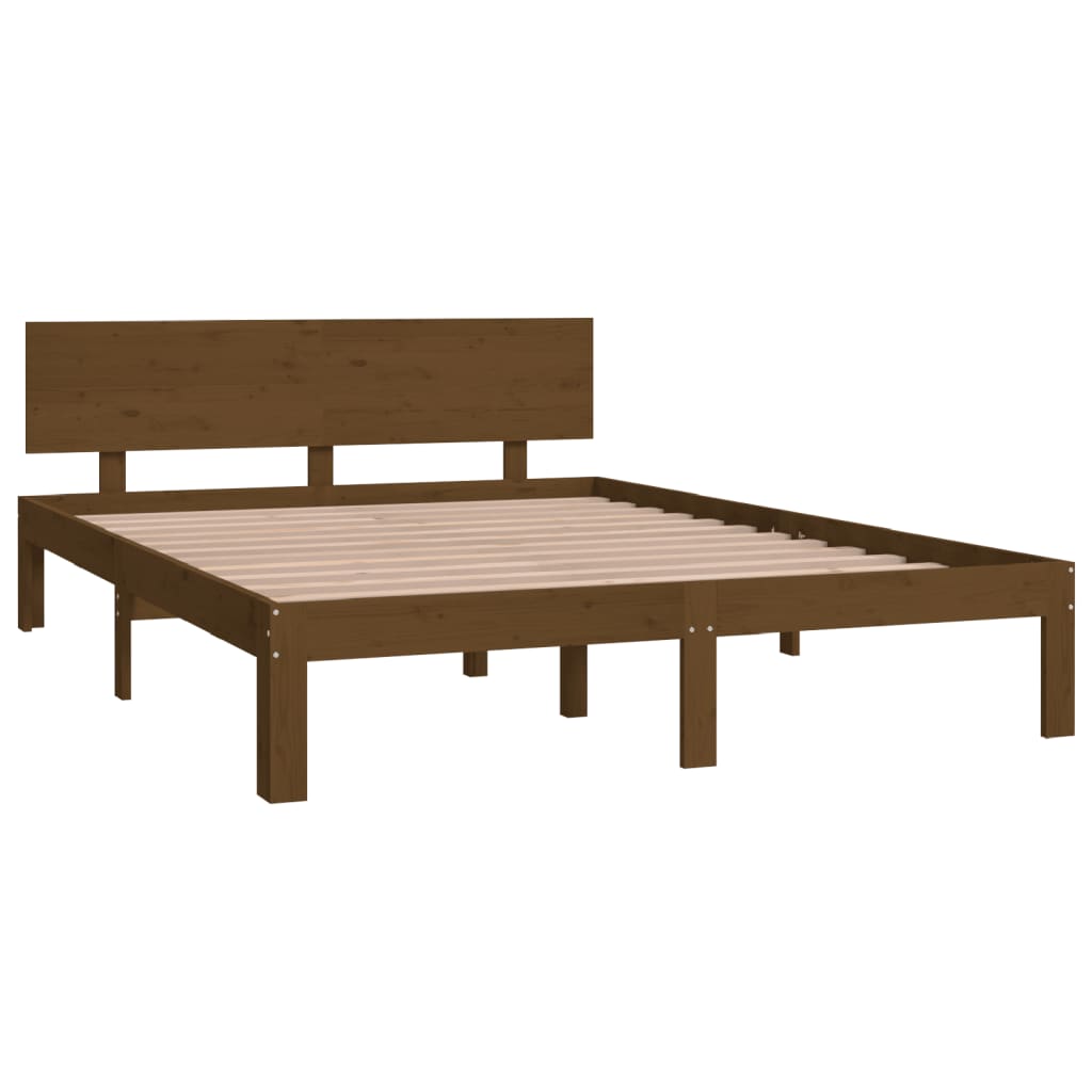 vidaXL Bed Frame without Mattress Honey Brown Solid Wood Pine 140x200 cm