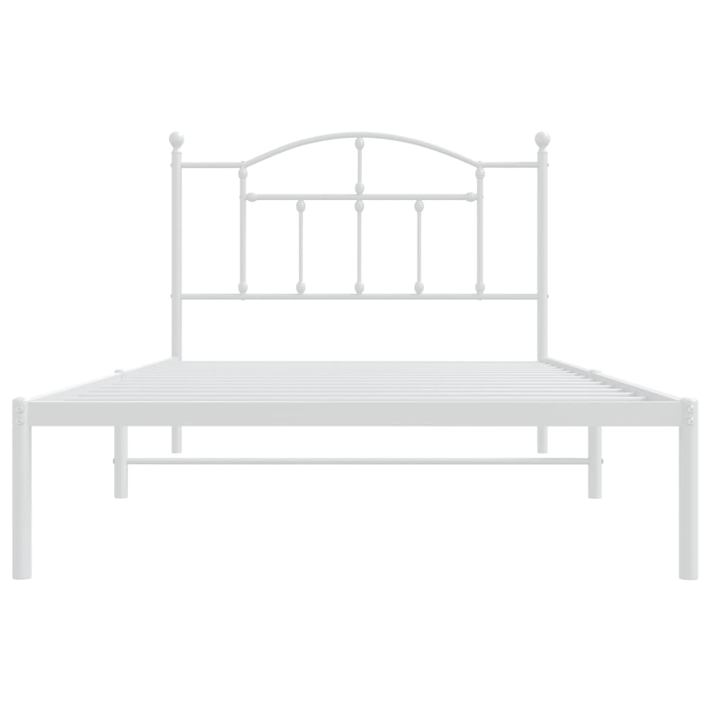 vidaXL Metal Bed Frame without Mattress with Headboard White 100x200 cm