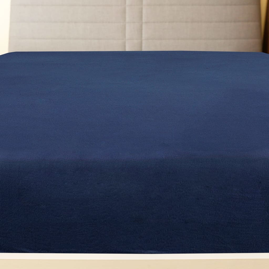 vidaXL Jersey Fitted Sheets 2 pcs Navy Blue 180x200 cm Cotton