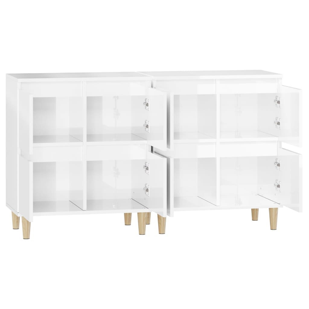 vidaXL Sideboards 2 pcs High Gloss White 60x35x70 cm Engineered Wood