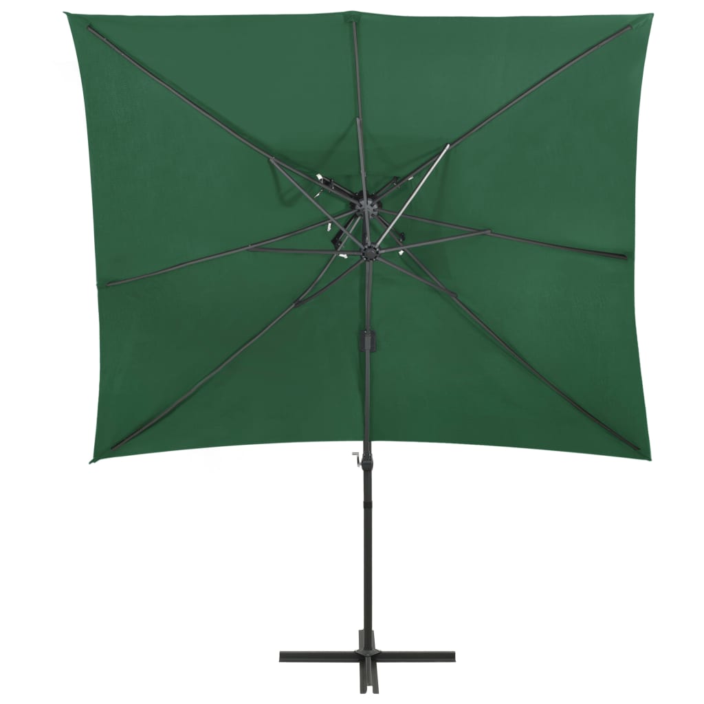 vidaXL Cantilever Garden Parasol with Double Top Green 250x250 cm