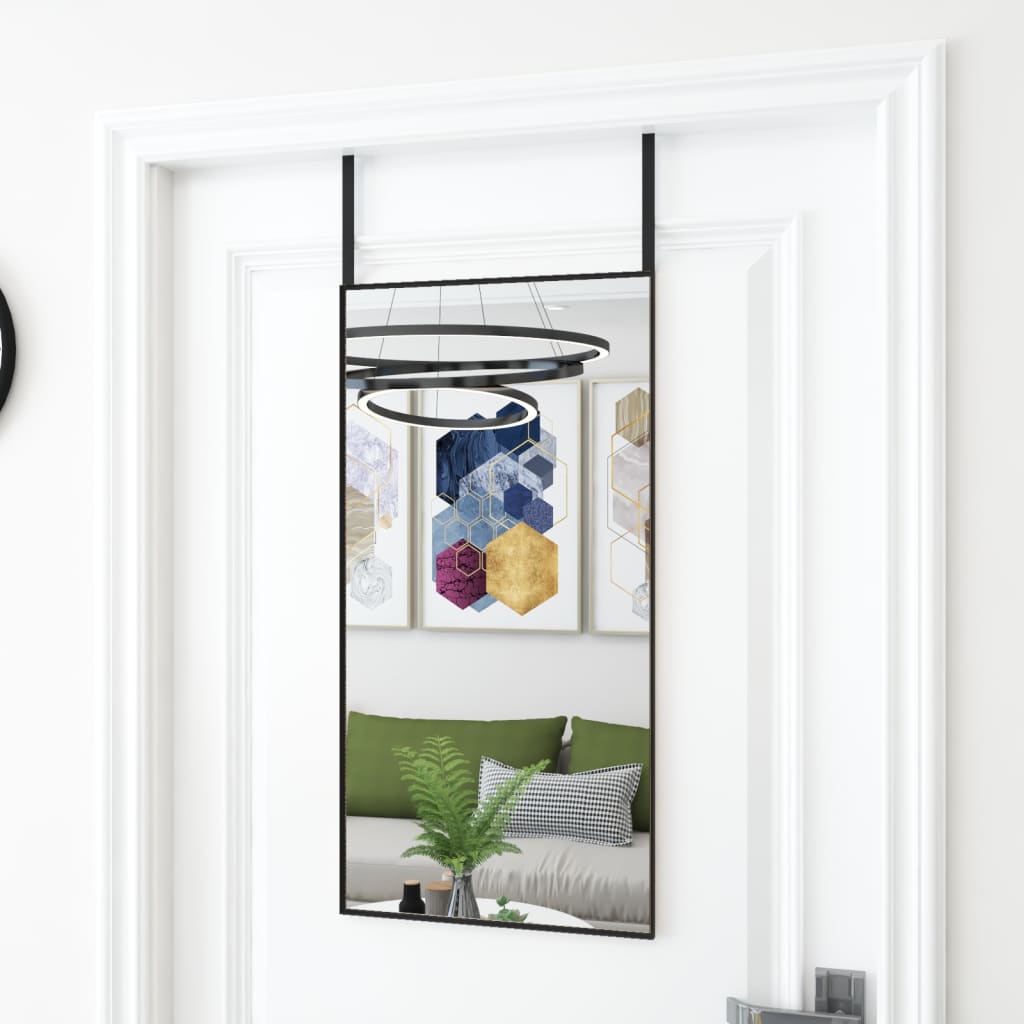 vidaXL Door Mirror Black 40x80 cm Glass and Aluminium