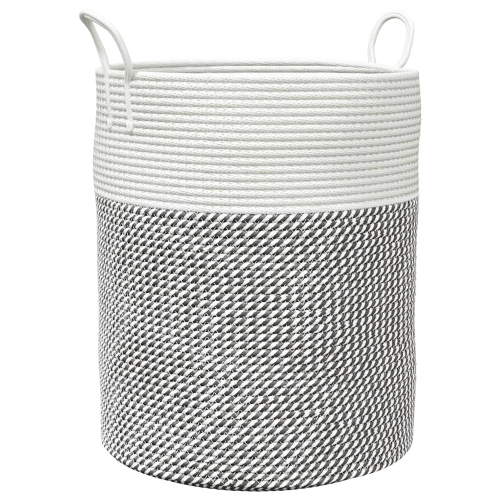 vidaXL Storage Basket Grey and White Ø38x46 cm Cotton