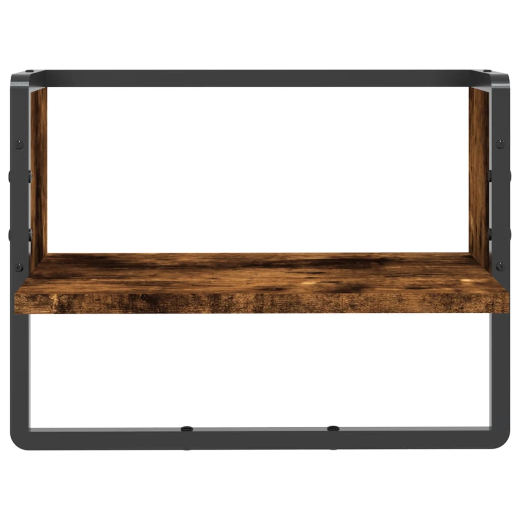 vidaXL Wall Shelf with Bar Smoked Oak 40x25x30 cm