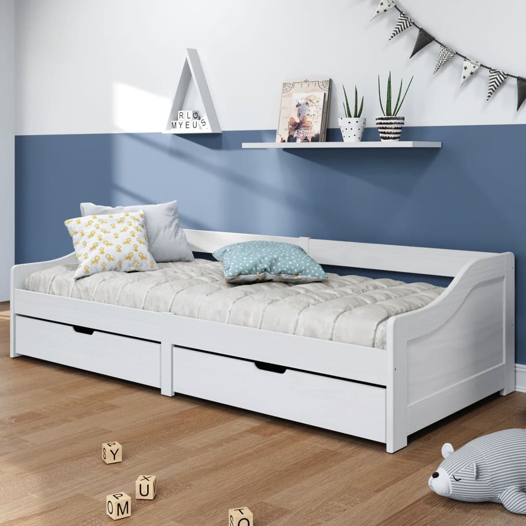 vidaXL Day Bed with 2 Drawers without Mattress "IRUN" White 90x200 cm