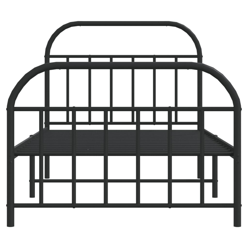 vidaXL Metal Bed Frame without Mattress with Footboard Black 100x200 cm