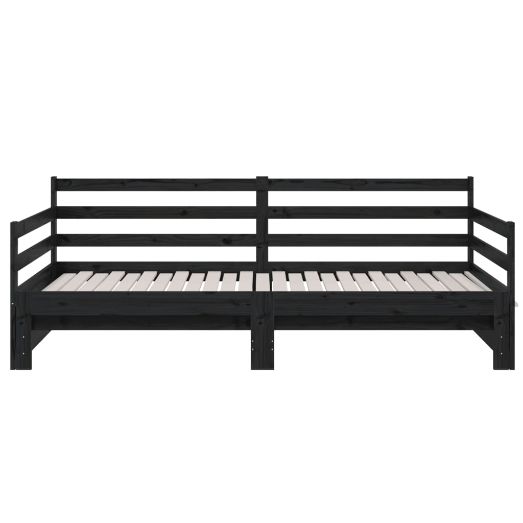 vidaXL Pull-out Day Bed Black 2x(80x200) cm Solid Wood Pine