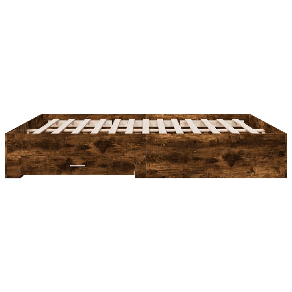 vidaXL Bed Frame with Drawers without Mattress Smoked Oak 200x200 cm