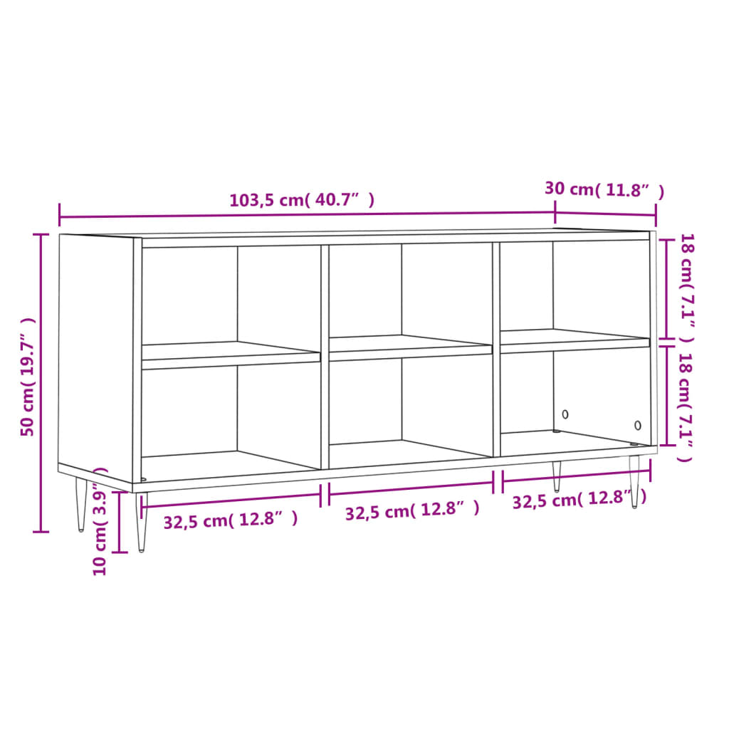 vidaXL TV Cabinet White 103.5x30x50 cm Engineered Wood