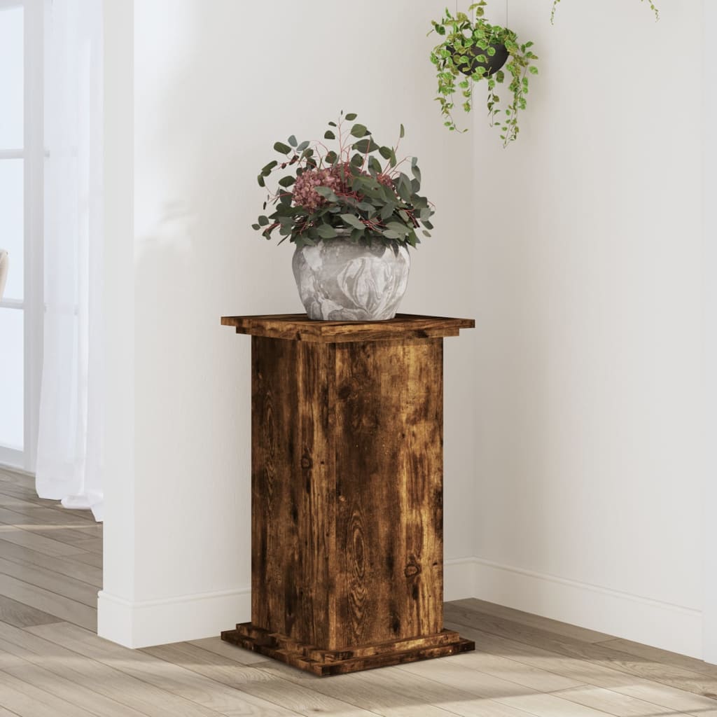 vidaXL Plant Stand Smoked Oak 33x33x60 cm Engineered Wood