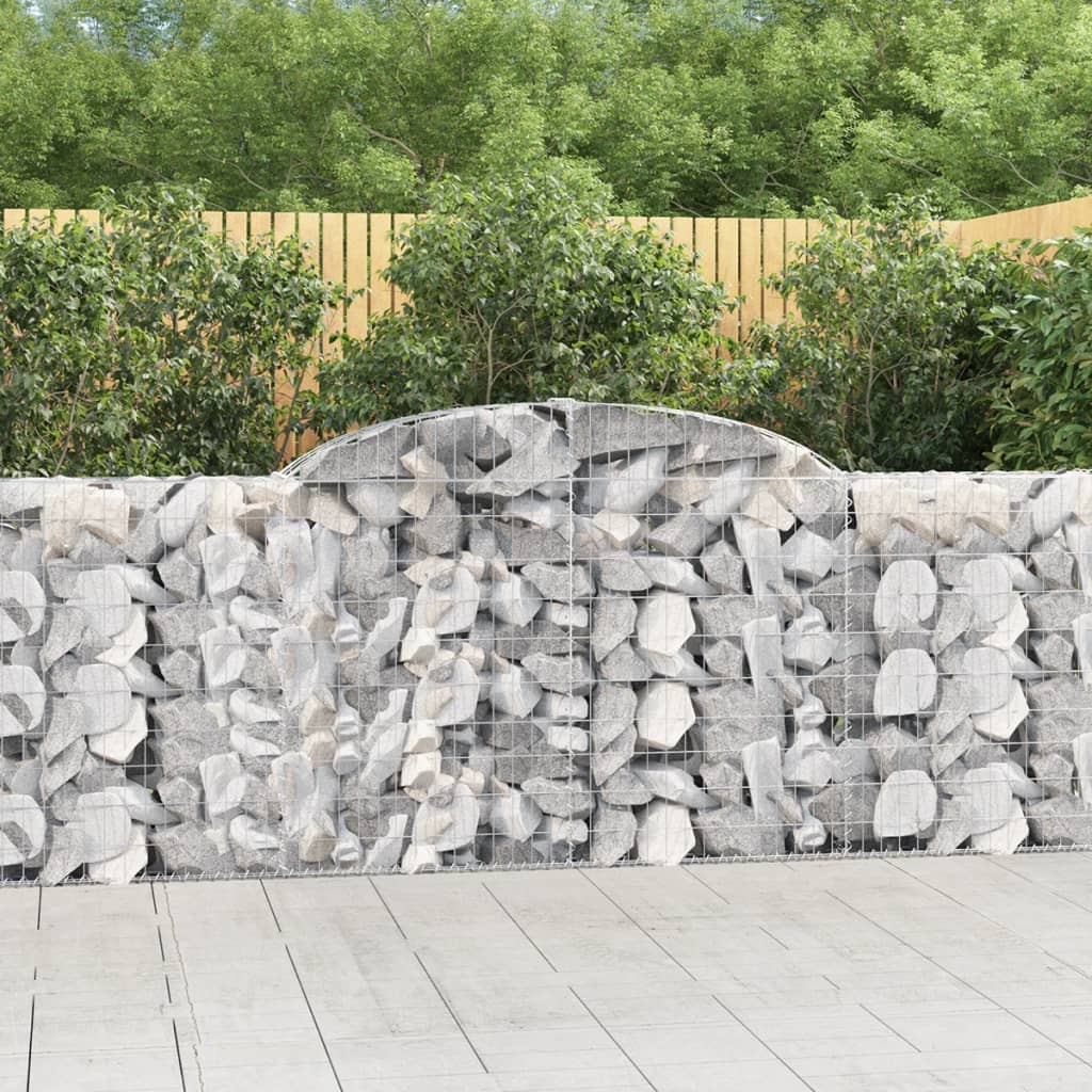 vidaXL Arched Gabion Baskets 15 pcs 300x30x100/120 cm Galvanised Iron