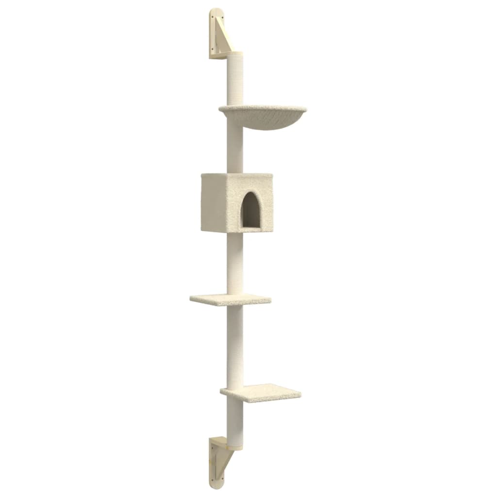 vidaXL Wall-mounted Cat Tree with Scratching Post Cream 187 cm