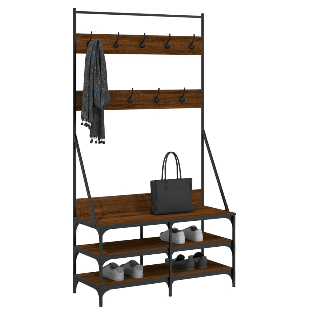 vidaXL Clothes Rack with Shoe Storage Brown Oak 100x40x184 cm