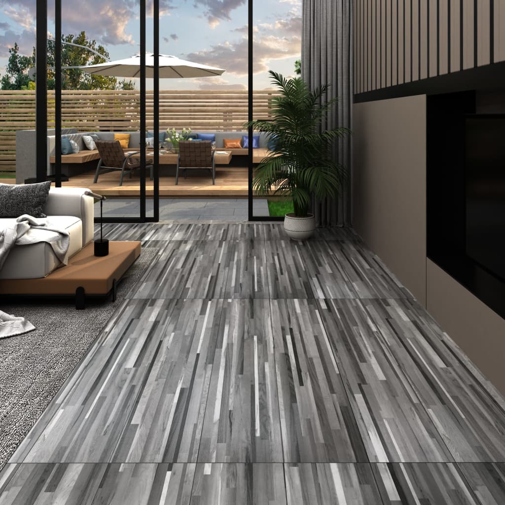 vidaXL Self-adhesive PVC Flooring Planks 2.51 m² 2 mm Striped Grey