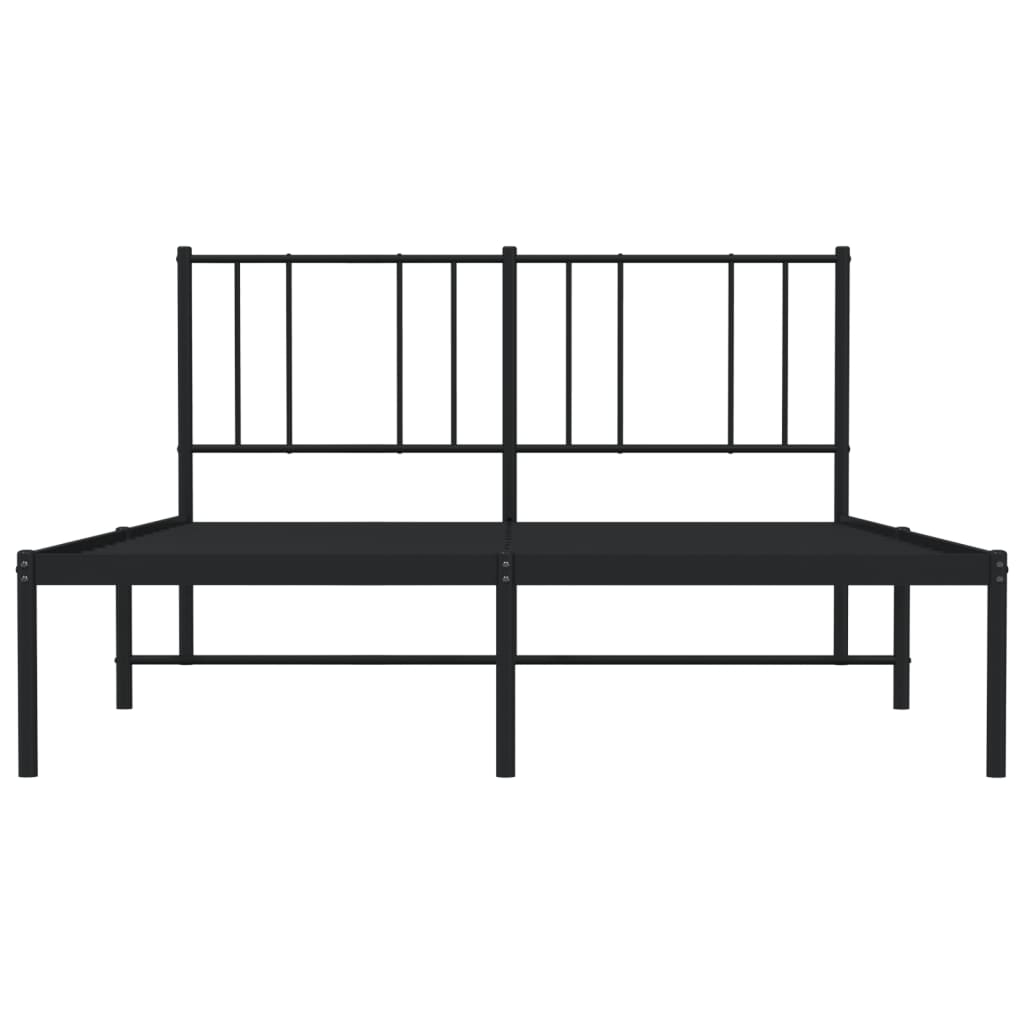 vidaXL Metal Bed Frame without Mattress with Headboard Black 120x190 cm Small Double