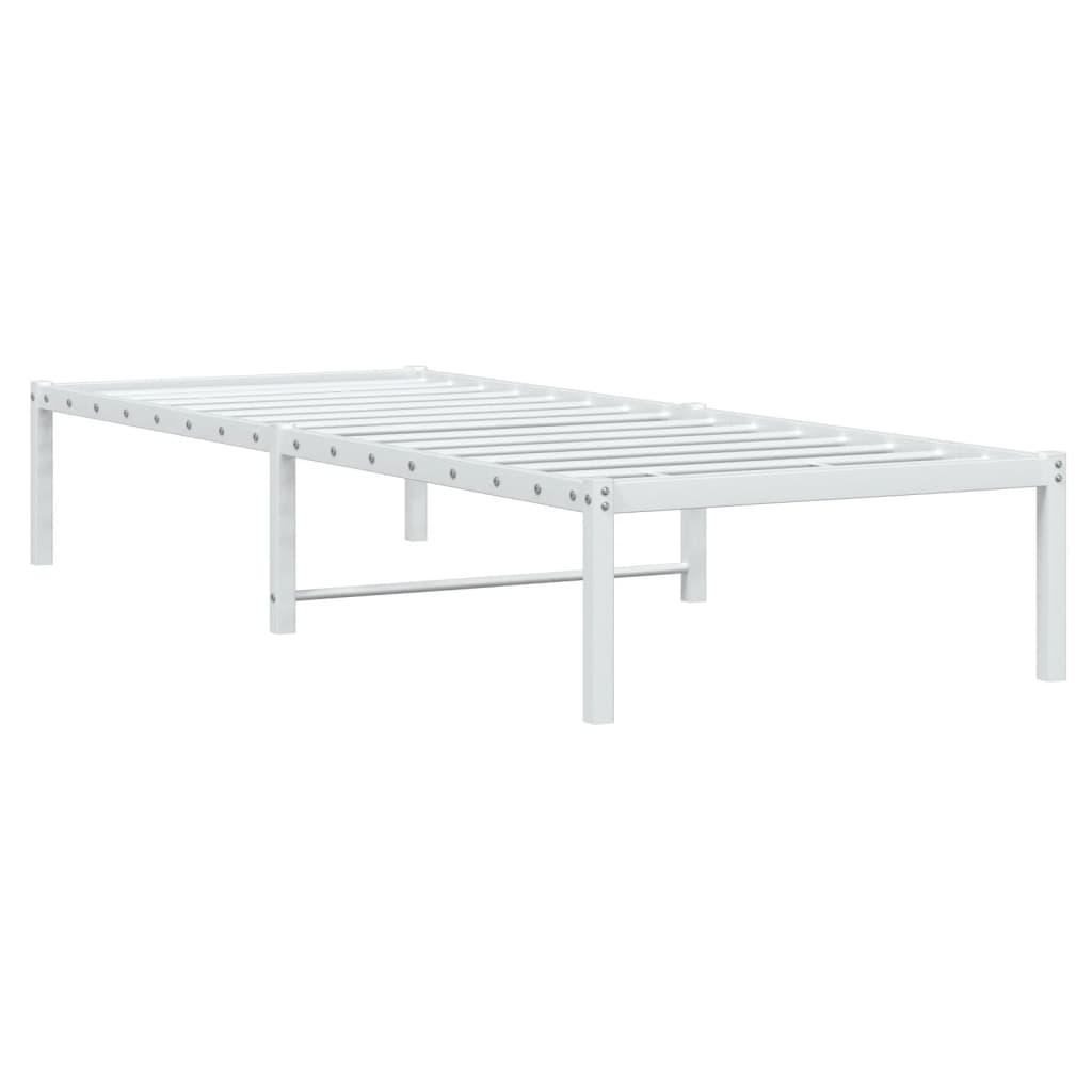 vidaXL Metal Bed Frame without Mattress White 75x190 cm Small Single