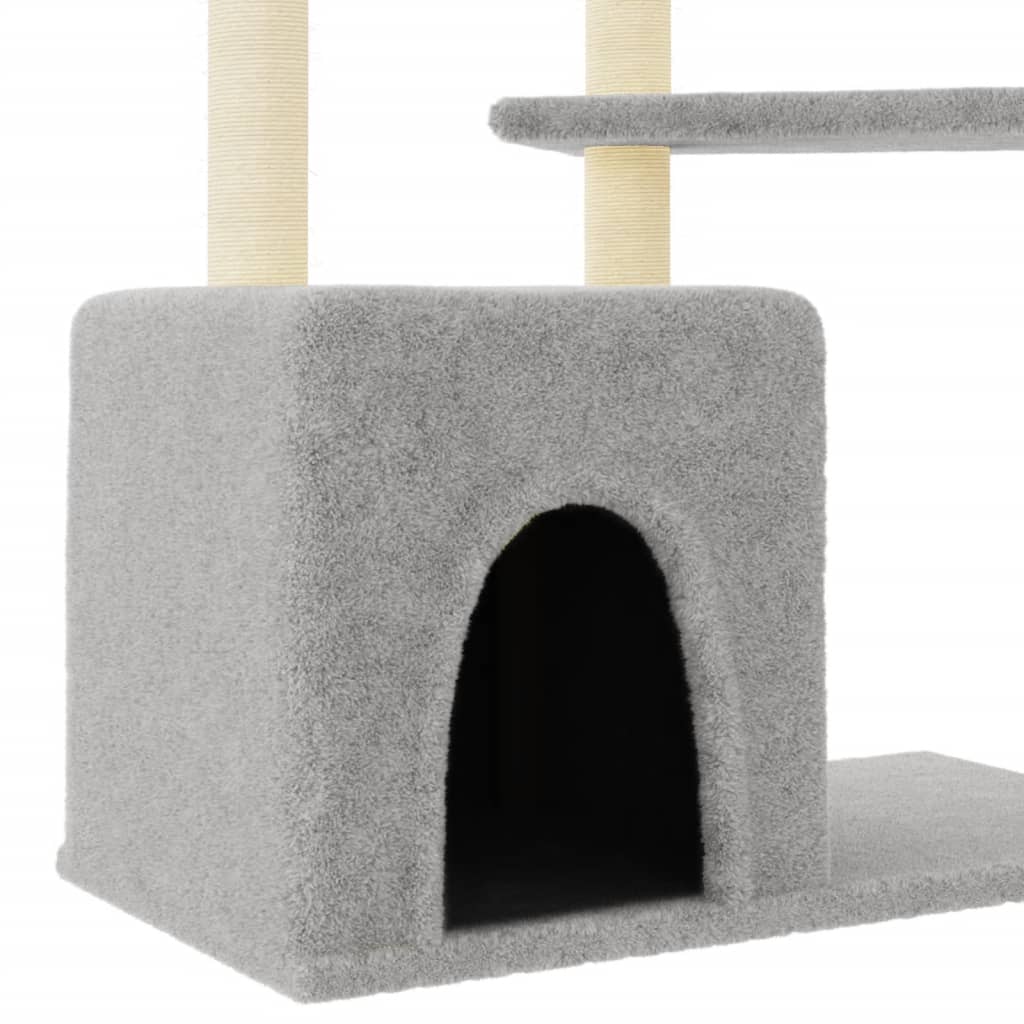 vidaXL Cat Tree with Sisal Scratching Posts Light Grey 107.5 cm