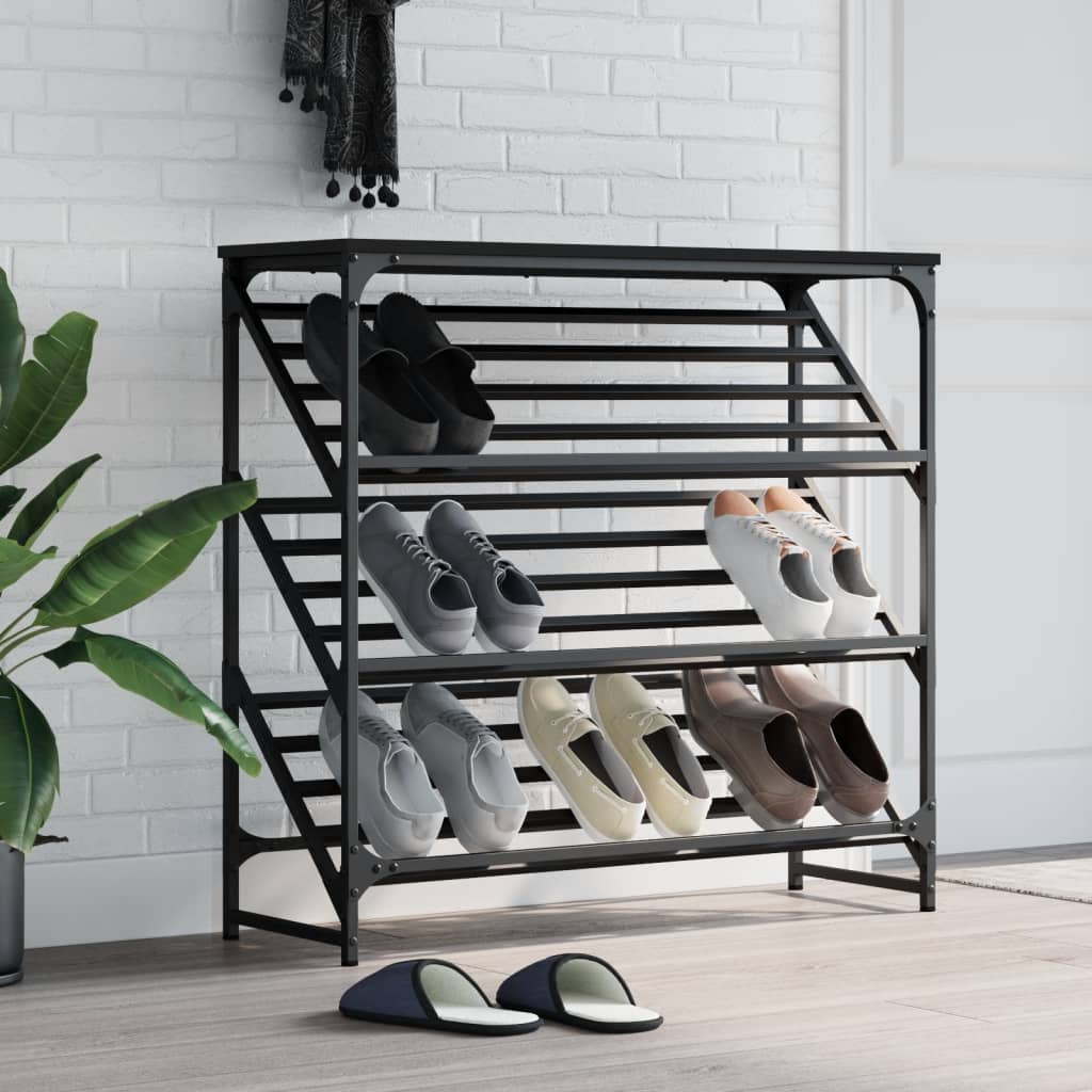 vidaXL Shoe Rack Black 90x30x85 cm Engineered Wood