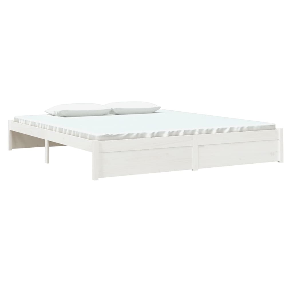 vidaXL Bed Frame without Mattress White Solid Wood 180x200 cm Super King