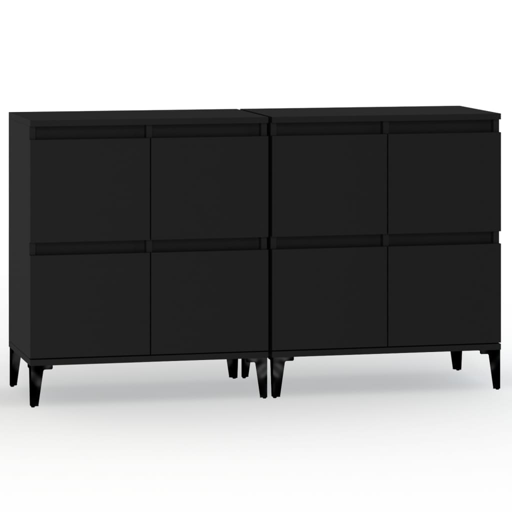 vidaXL Sideboards 2 pcs Black 60x35x70 cm Engineered Wood