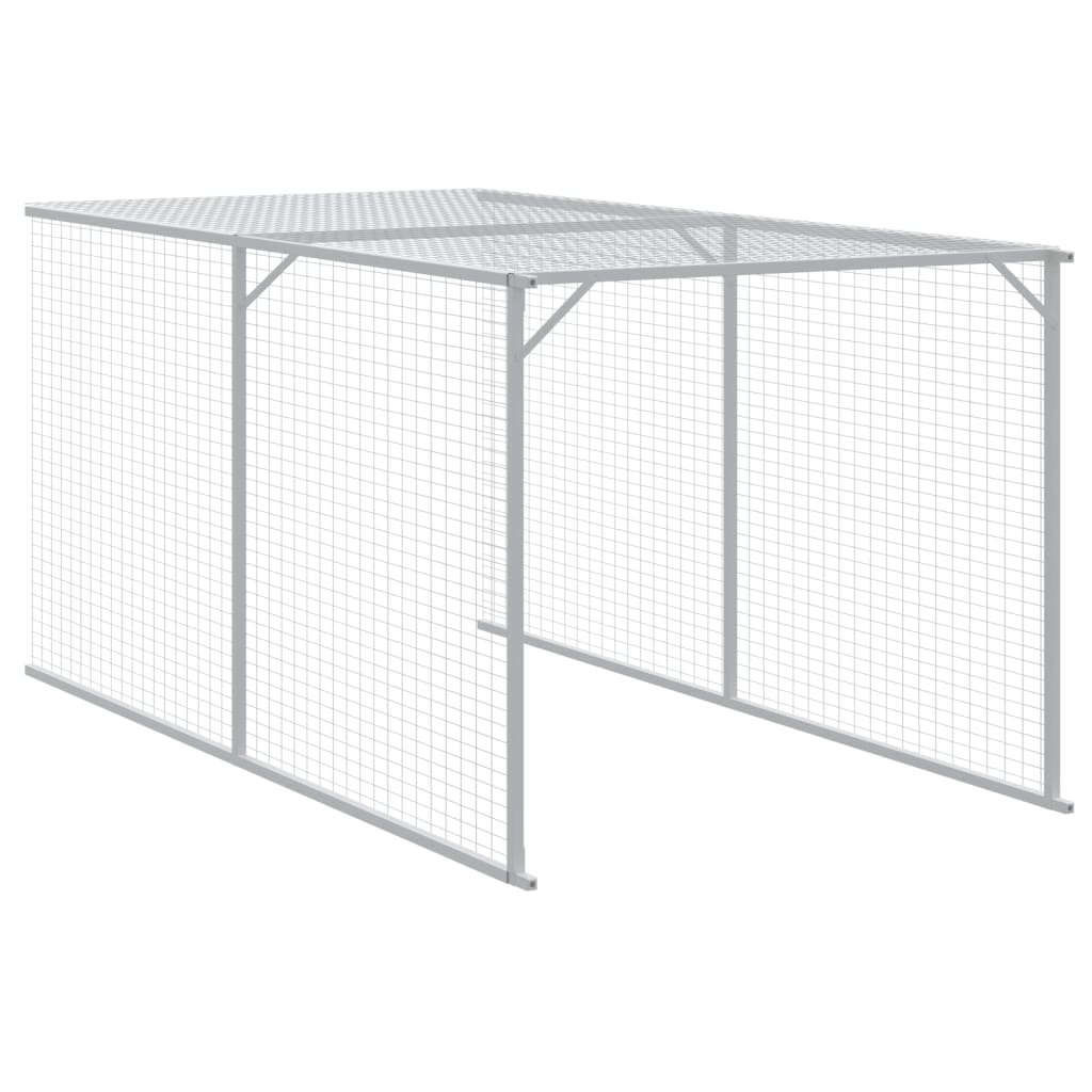 vidaXL Chicken Cage with Run Light Grey 117x1221x123 cm Galvanised Steel