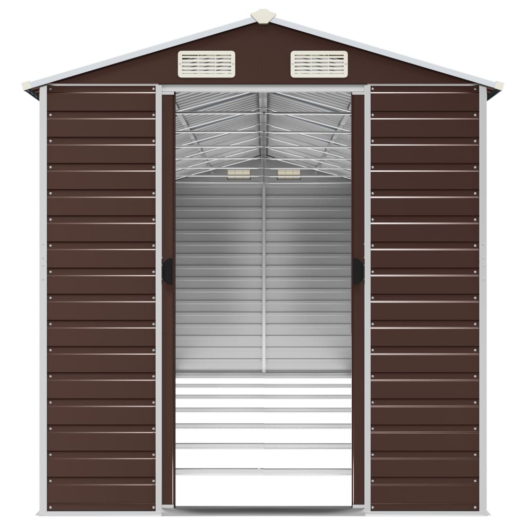 vidaXL Garden Shed Brown 191x640x198 cm Galvanised Steel