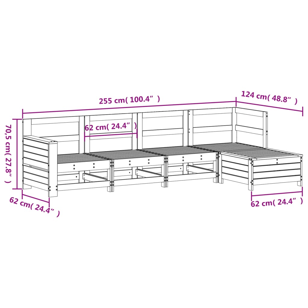 vidaXL 5 Piece Garden Sofa Set Impregnated Wood Pine