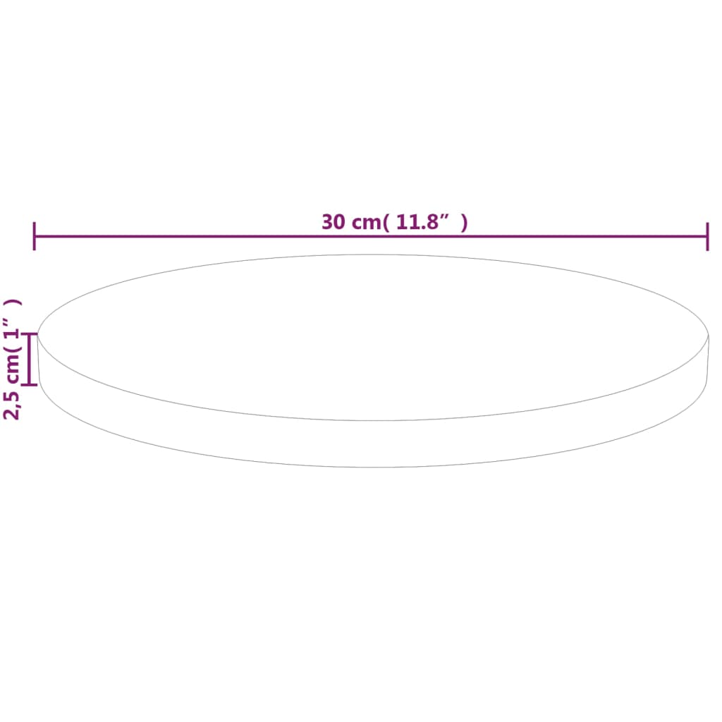 vidaXL Round Table Top Ø30x2,5 cm Untreated Solid Wood Oak