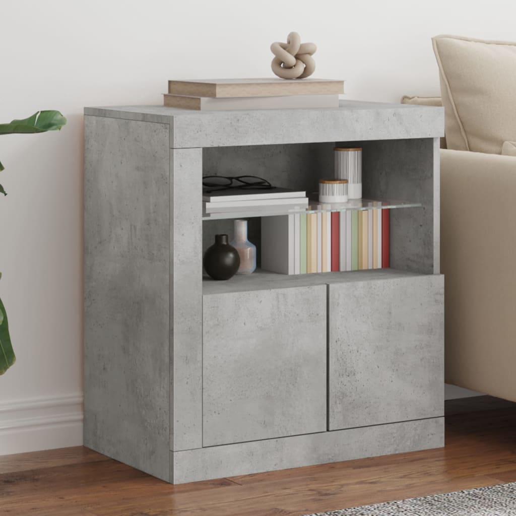 vidaXL Sideboard with LED Lights Concrete Grey 60.5x37x67 cm