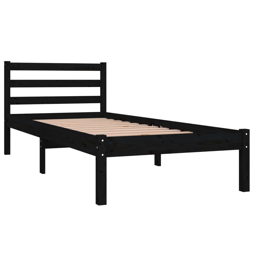 vidaXL Bed Frame without Mattress 75x190 cm Small Single Black Small Single