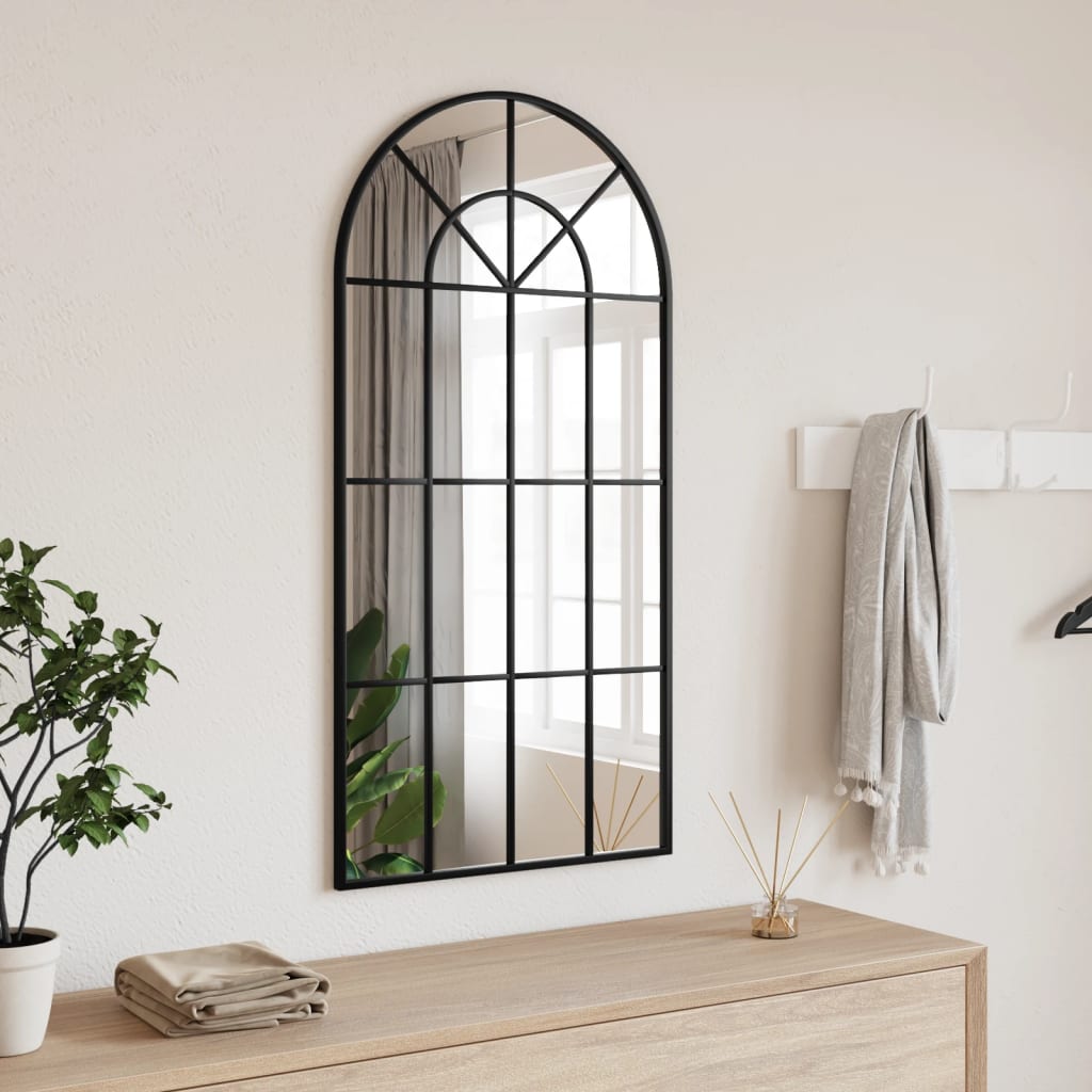 vidaXL Wall Mirror Black 50x100 cm Arch Iron