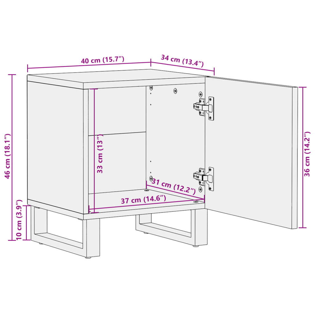 vidaXL Bedside Cabinets 2 pcs 40x34x46 cm Solid Wood Reclaimed