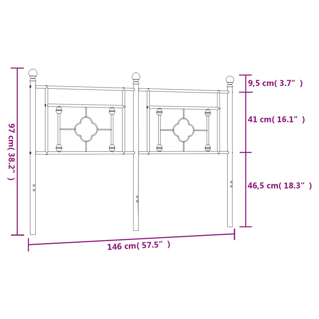 vidaXL Metal Headboard White 140 cm