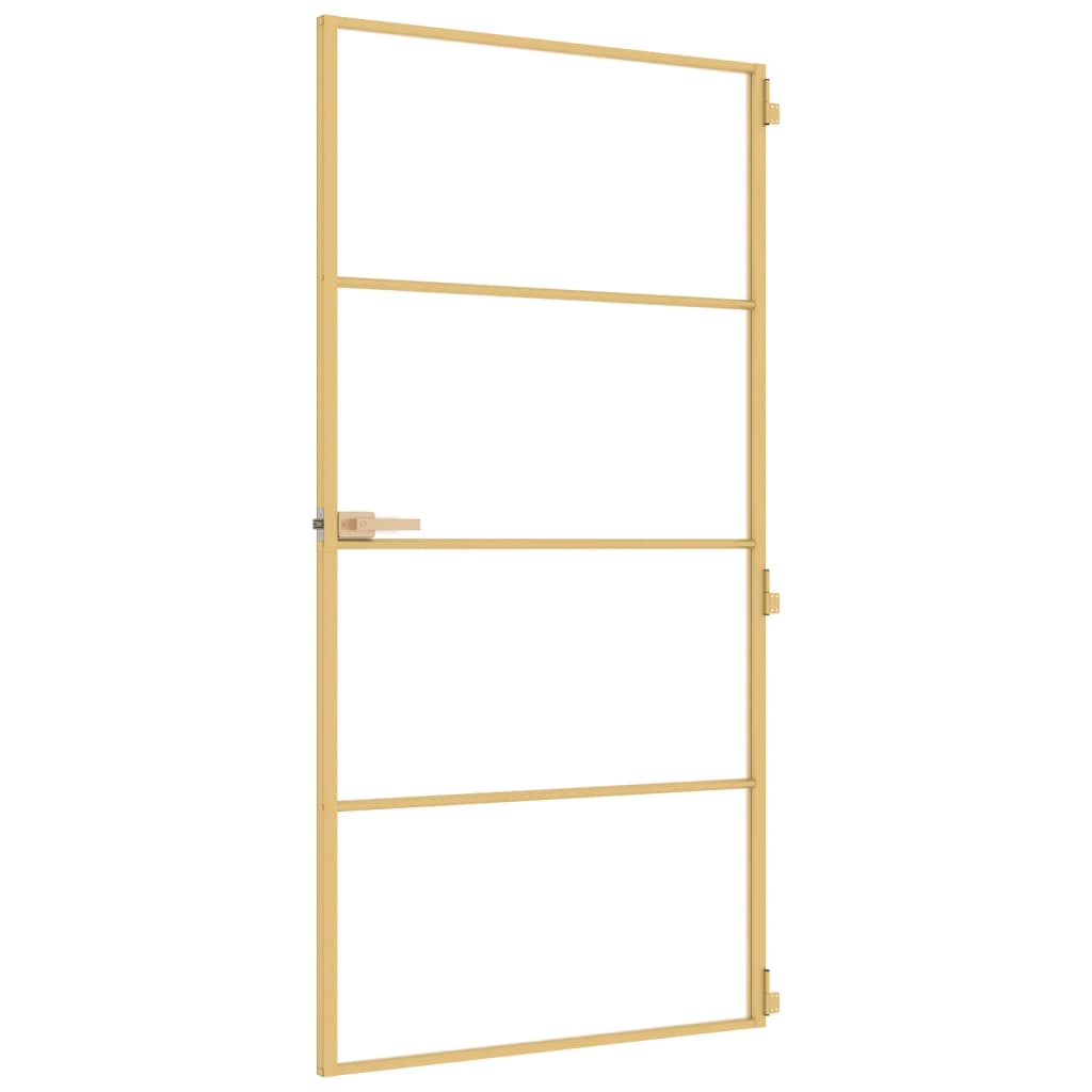 vidaXL Interior Door Slim Golden 102.5x201.5 cm Tempered Glass and Aluminium