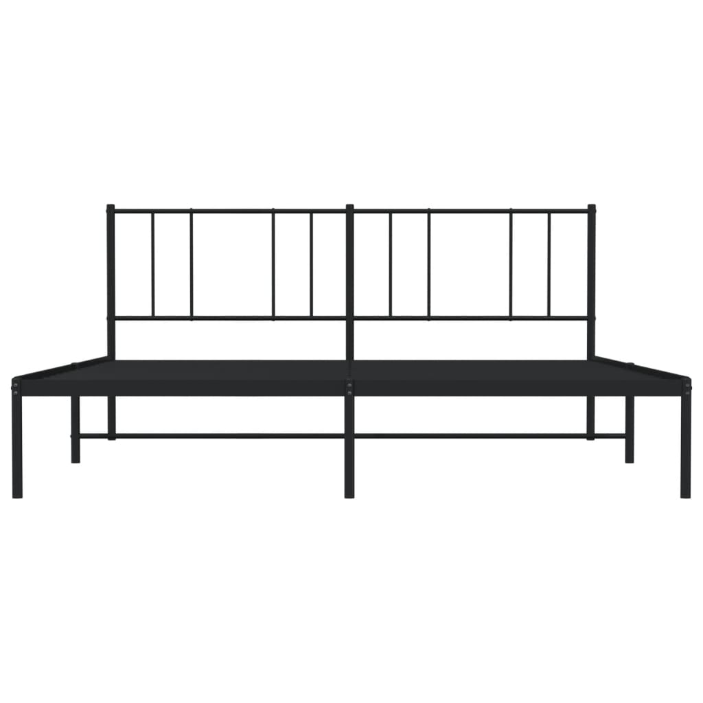 vidaXL Metal Bed Frame without Mattress with Headboard Black 183x213 cm