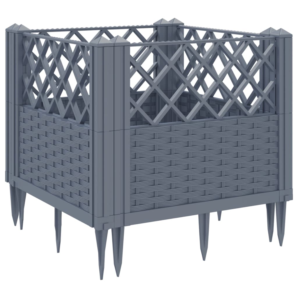 vidaXL Garden Planter with Pegs Grey 43.5x43.5x43.5 cm PP