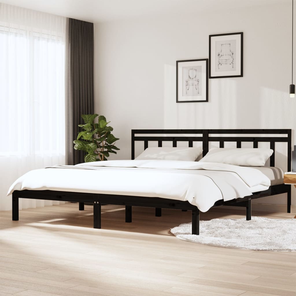 vidaXL Bed Frame without Mattress Black Super King Solid Wood