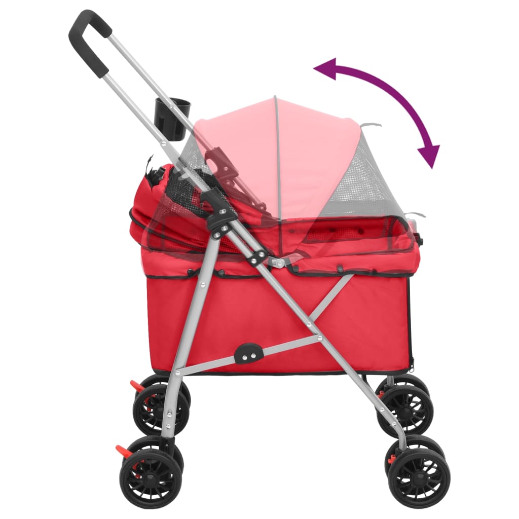 vidaXL Folding Dog Stroller Red 76x50x100 cm Oxford Fabric