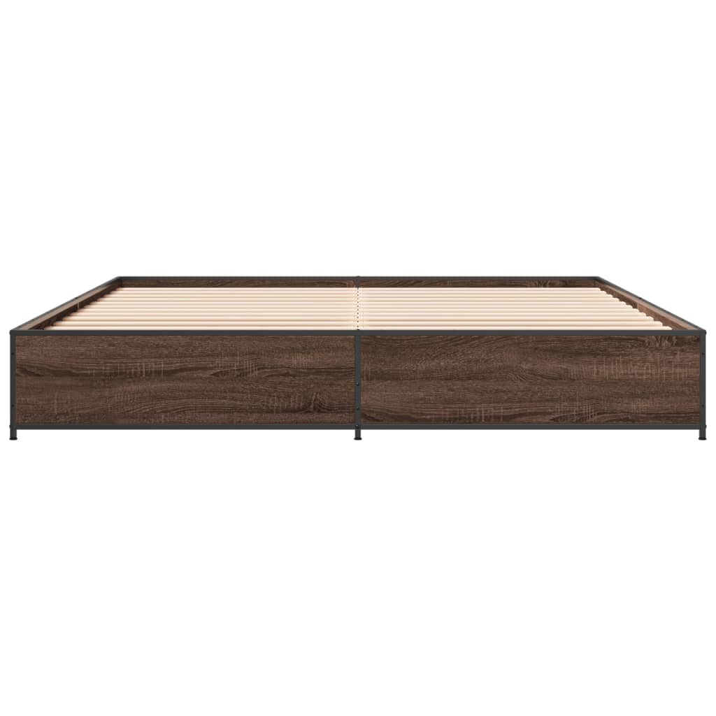 vidaXL Bed Frame without Mattress Brown Oak 180x200 cm Super King