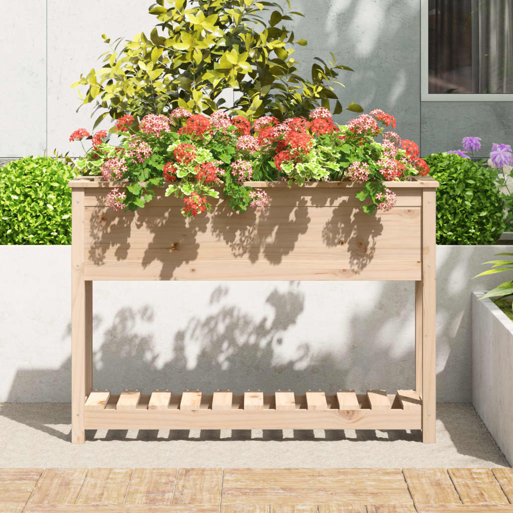 vidaXL Planter with Shelf 111.5x34.5x81 cm Solid Wood Pine