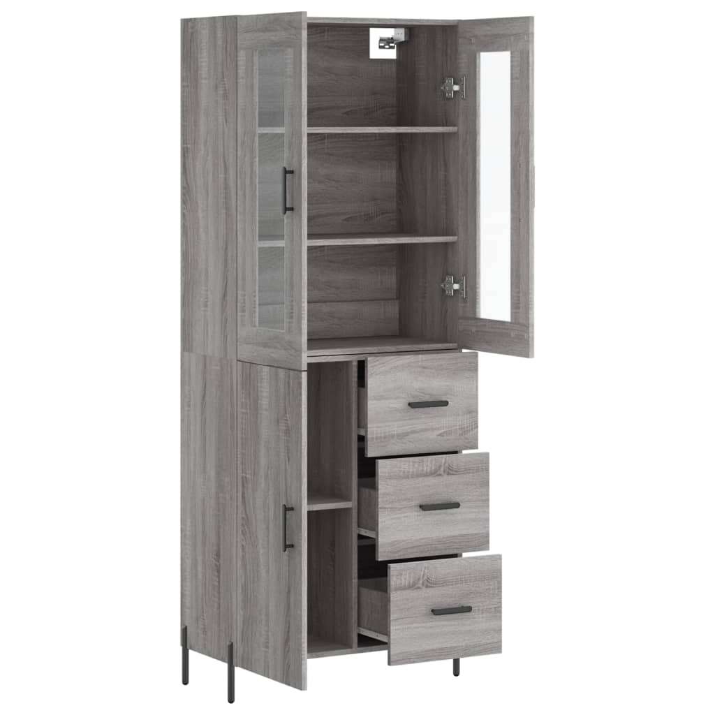 vidaXL Highboard Grey Sonoma 69.5x34x180 cm Engineered Wood