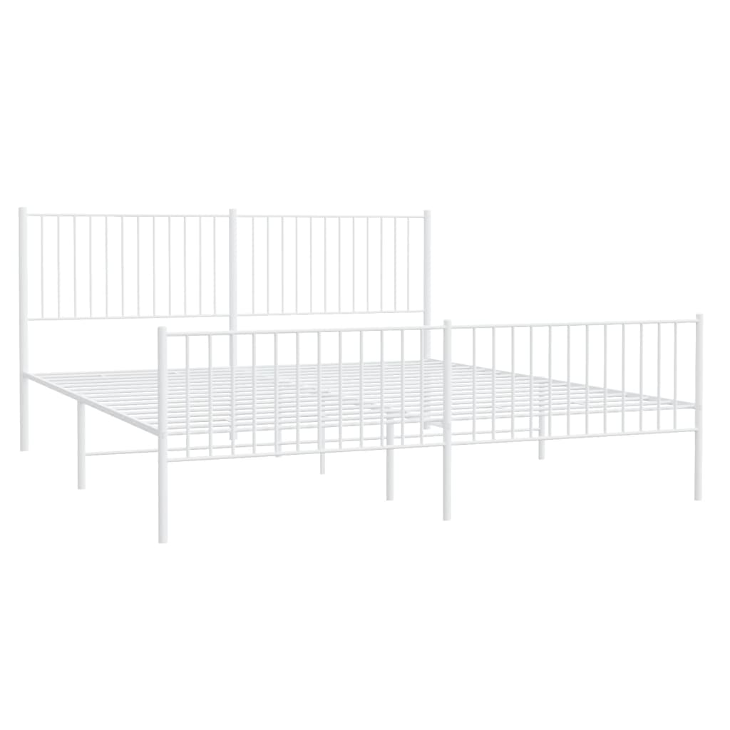 vidaXL Metal Bed Frame without Mattress with Footboard White 193x203 cm