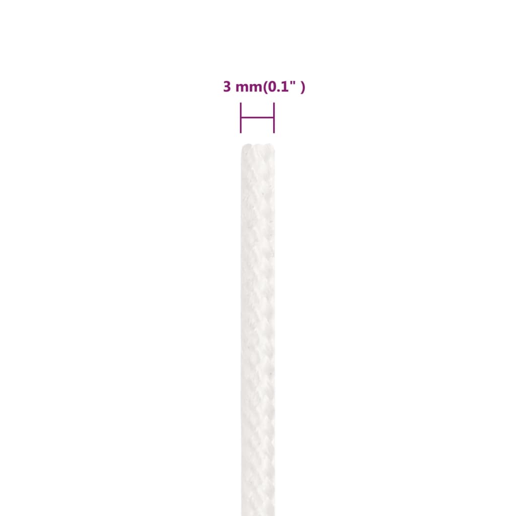 vidaXL Boat Rope Full White 3 mm 100 m Polypropylene