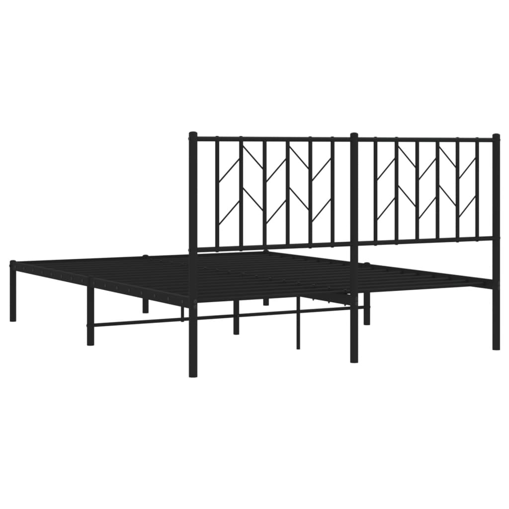 vidaXL Metal Bed Frame without Mattress with Headboard Black 140x200 cm